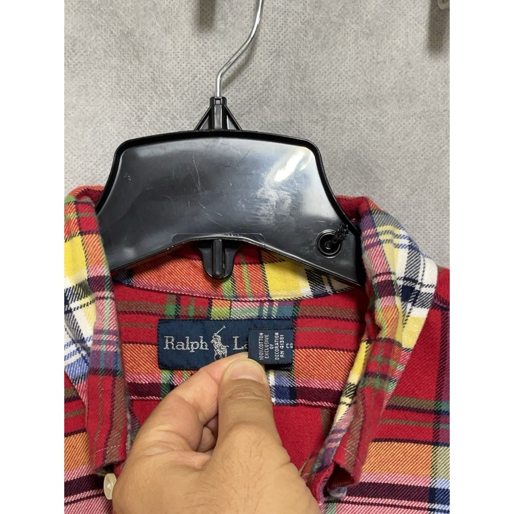 VTG Ralph Lauren Shirt Men L Winter Flannel Plaid Academia Casual Work Button Up - Picture 7 of 9
